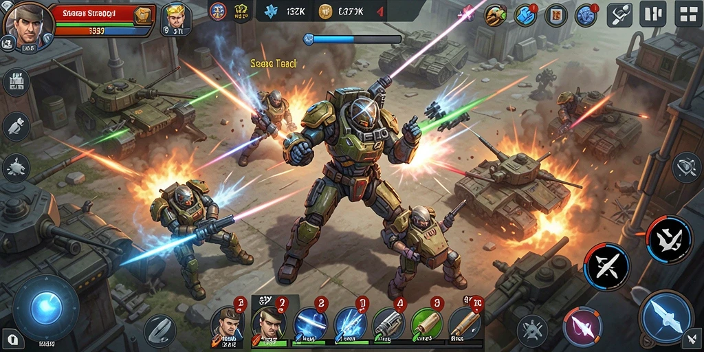 Screenshot gameplay 33ZK yang menunjukkan pertempuran strategis.