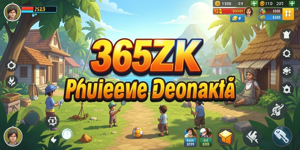 Tampilan gameplay <strong>365ZK</strong> yang ceria dan penuh warna.
