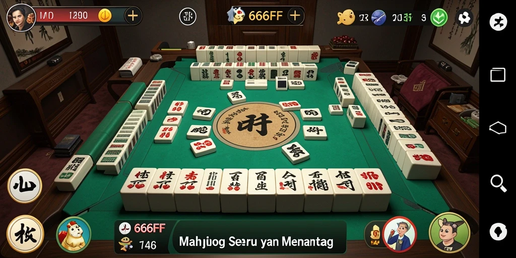 Screenshot gameplay Mahjong 666FF yang seru dan mendebarkan.