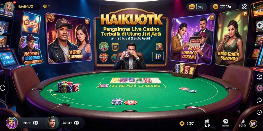 Tampilan gameplay HAIKUOTK dengan dealer langsung dan permainan interaktif.