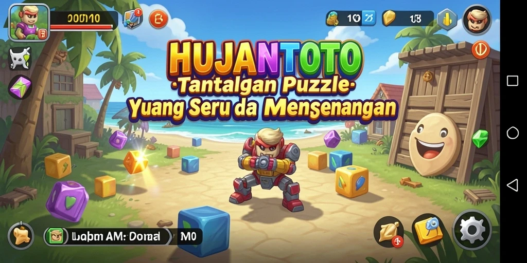 Tangkapan layar gameplay HUJANTOTO menampilkan tantangan Puzzle yang menarik.