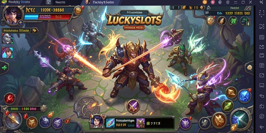 Menampilkan pertempuran epik dalam gameplay MOBA LUCKYSLOTS.