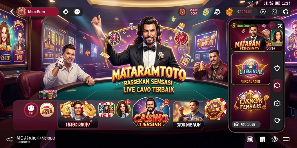 Screenshot gameplay MATARAMTOTO menampilkan dealer langsung dan suasana kasino yang mendebarkan.