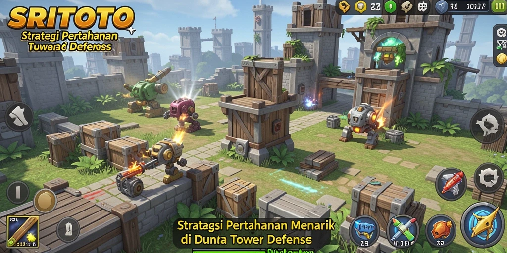 Tampilan gameplay yang menegangkan dalam SRITOTO Tower Defense.